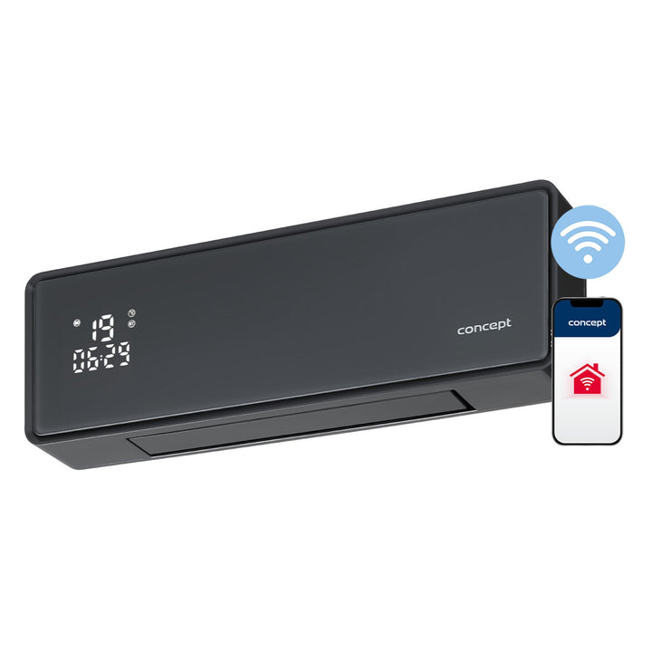Koncept keramičkog grijača, zidni, LED zaslon, tajmer, sivi, QH4100