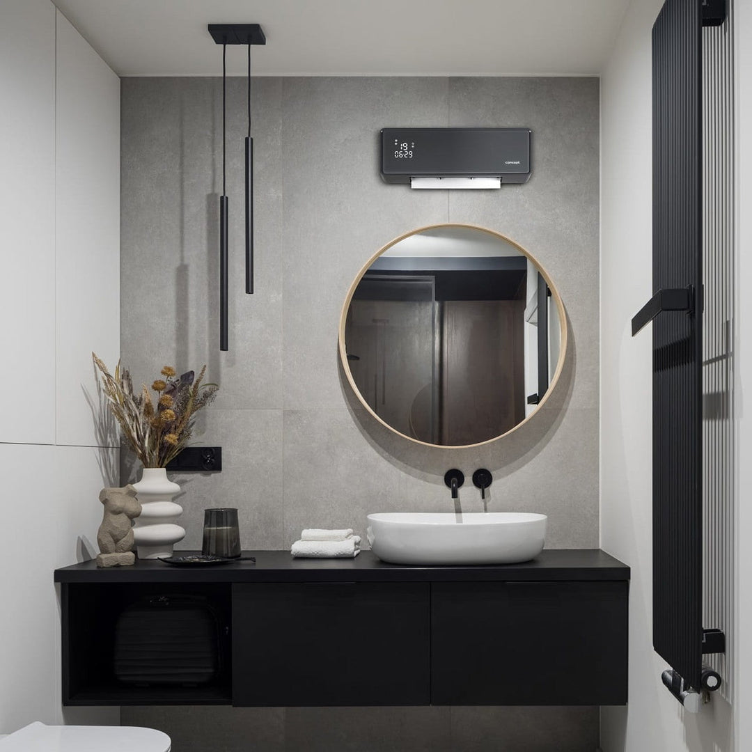 Koncept keramičkog grijača, zidni, LED zaslon, tajmer, sivi, QH4100