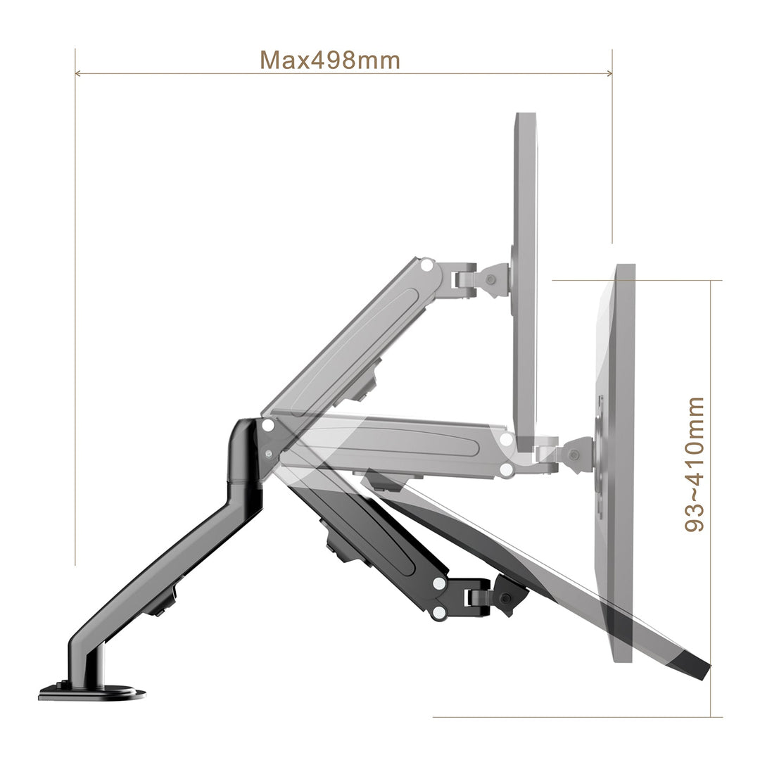 Maclean nosač monitora, plinski opružak, 13"-27", 8 kg, crni, MC-860N