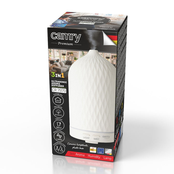 Camry CR 7970 ultrazvučni keramički aroma difuzor, 100 ml, ambijentalno svjetlo