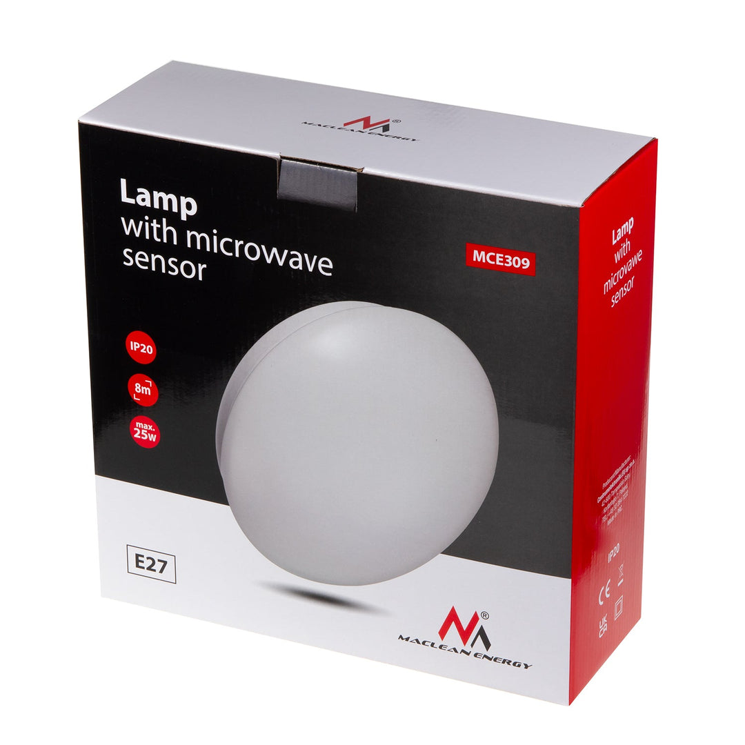 Stropna svjetiljka 1xE27 s Maclean senzorom, mikrovalnim senzorom, PMMA difuzorom, maksimalno opterećenje 25 W, IP20, MCE309