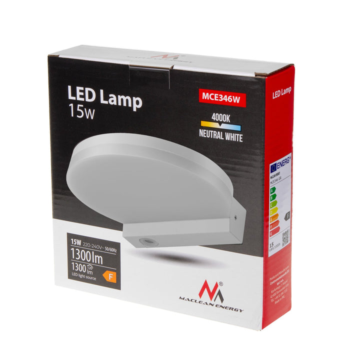 Maclean LED lampa, bijela, 15 W, IP65, 1300 lm, neutralno bijela boja (4000 K) MCE346 W