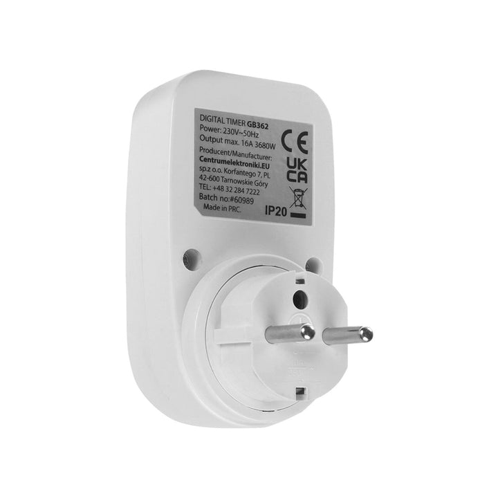 Timer prekidač - GreenBlue digitalni tajmer, maksimalno opterećenje 16 A, IP20, GB362 E