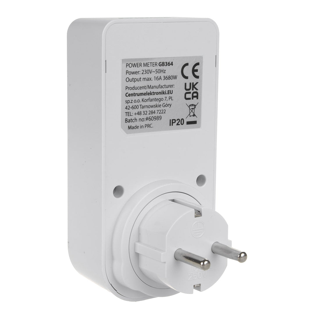 GreenBlue energetski brojilo, vatmetar, tip F, 220-240 V AC, 50 Hz, maksimalno opterećenje 16 A, IP20, ugrađena baterija, GB364 F