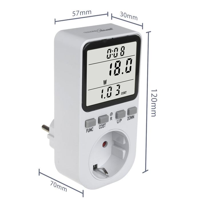 GreenBlue energetski brojilo, vatmetar, tip F, 220-240 V AC, 50 Hz, maksimalno opterećenje 16 A, IP20, ugrađena baterija, GB364 F