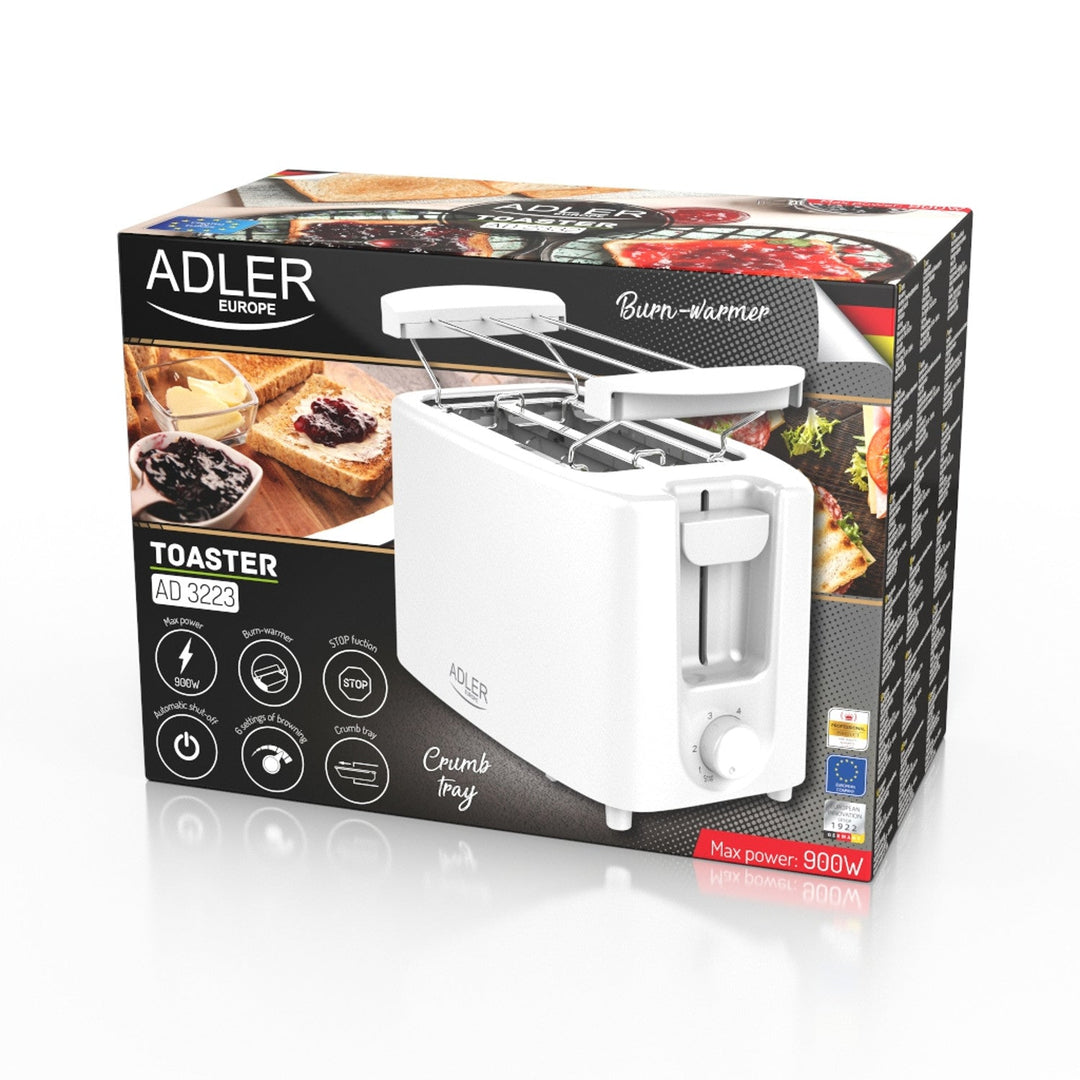 Adler toster, 6 razina grijanja, rešetka za peciva, 900 W, bijeli, AD 3223