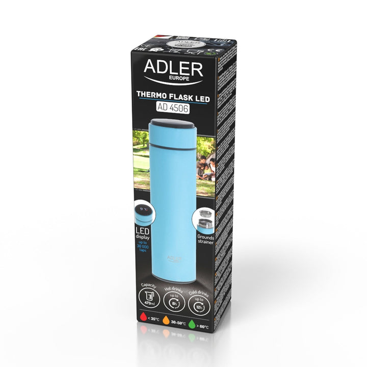 Adler termo boca, LED zaslon osjetljiv na dodir, kapacitet 473 ml, plava, AD 4506