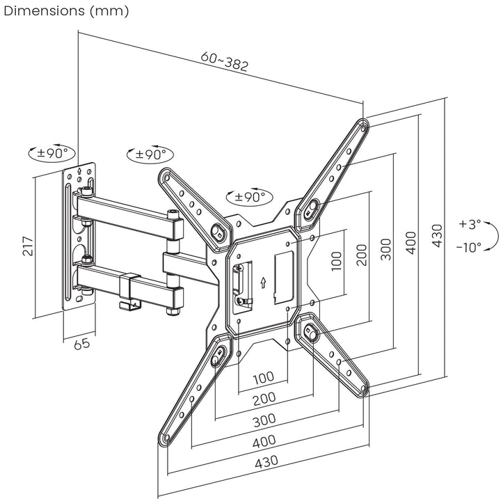 Maclean držač za TV ili monitor, univerzalni, max VESA 400x400, 23–55", 30 kg, crni, MC-701N