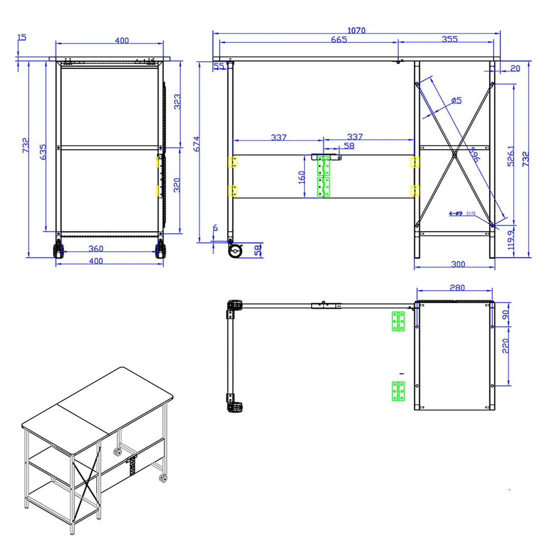 Sklopivi potkrovni stol Maclean, dimenzije: 107x45x75 cm, maksimalno opterećenje: 150 kg, s radnom plohom, tamnokestenjasta boja, MC-411 B