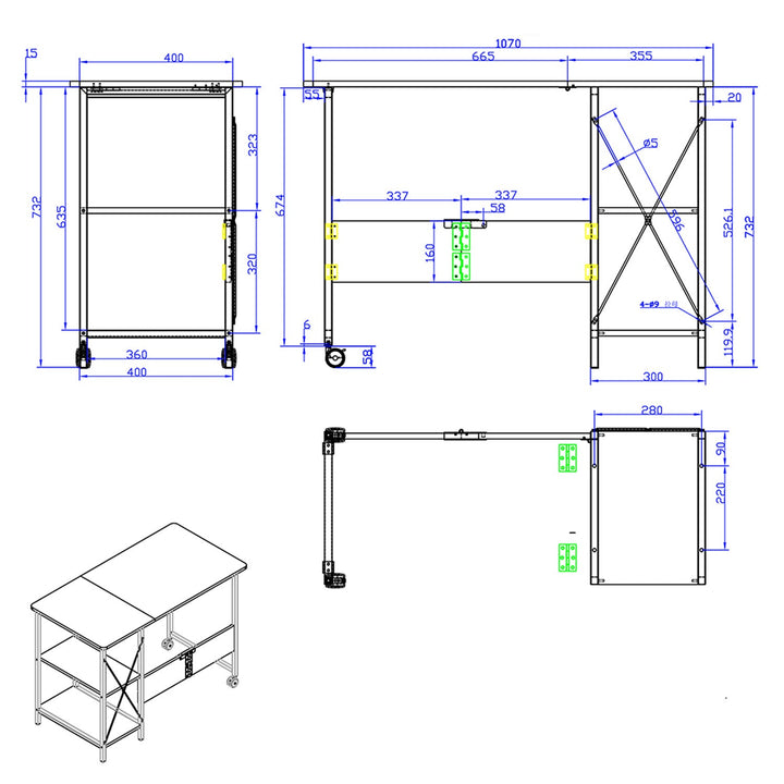 Sklopivi potkrovni stol Maclean, dimenzije: 107x45x75 cm, maksimalno opterećenje: 150 kg, s radnom plohom, tamnokestenjasta boja, MC-411 B