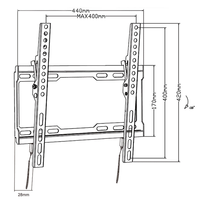 Maclean TV nosač, max. VESA 400x400, 32-70", 45 kg, nagib +0°~-10°, MC-412