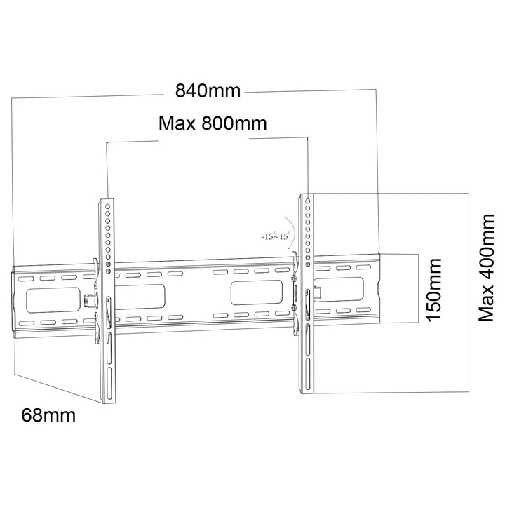 Maclean TV nosač, max. VESA 800×400, 43–100", 120 kg, nagibno podešavanje +15°~-15°, MC-422