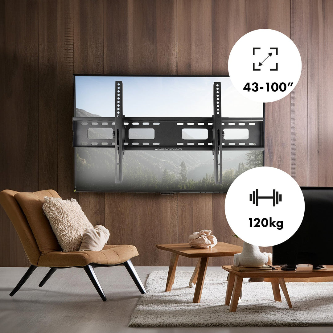 Maclean TV nosač, max. VESA 800×400, 43–100", 120 kg, nagibno podešavanje +15°~-15°, MC-422