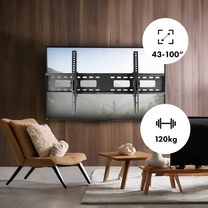 Maclean TV nosač, max. VESA 800×400, 43–100", 120 kg, nagibno podešavanje +15°~-15°, MC-422