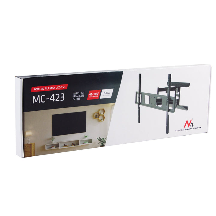 Maclean TV nosač, max. VESA 800x600, 43-100", 80 kg, podešavanje vertikalnog i horizontalnog kuta, profil 50-500 mm, crna, MC-423