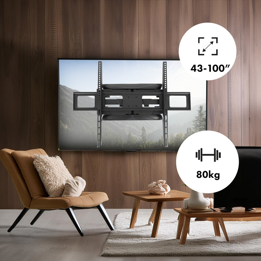 Maclean TV nosač, max. VESA 800x600, 43-100", 80 kg, podešavanje vertikalnog i horizontalnog kuta, profil 50-500 mm, crna, MC-423