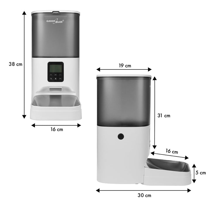 GreenBlue automatski hranitelj za kućne ljubimce, 6 L, USB 5 V 1 A, GB393