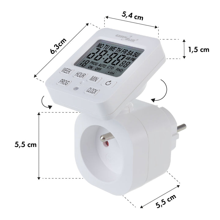 Timer prekidač - GreenBlue digitalni tajmer, maksimalno opterećenje 16 A, IP20, GB605 E