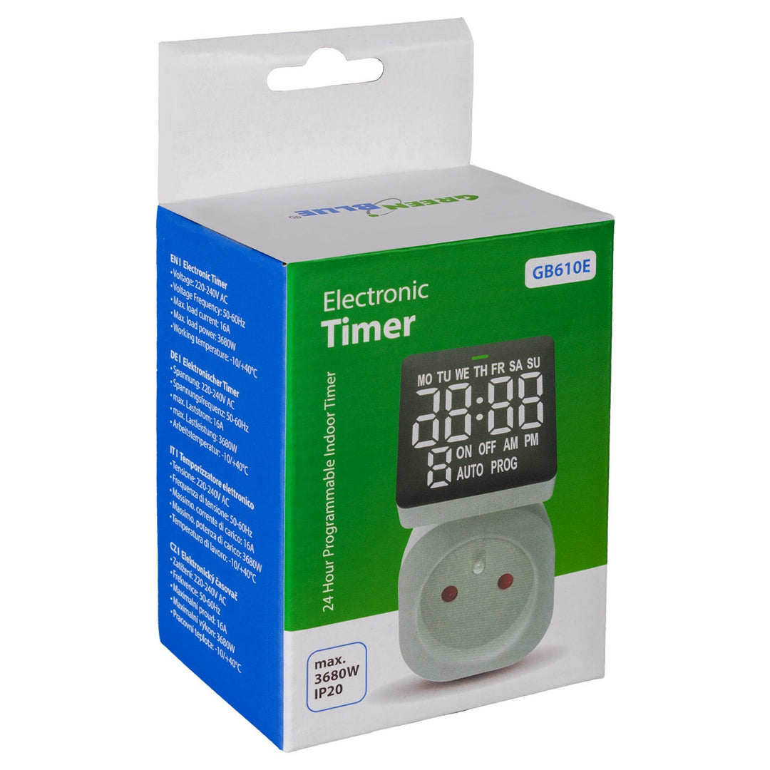 Timer prekidač - GreenBlue digitalni tajmer, maksimalno opterećenje 16 A, IP20, GB610 E