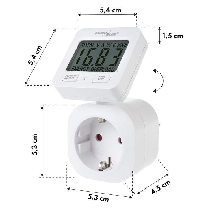 GreenBlue energetski brojilac, vatmetar, 16 A, max. 3680 W, rezervna memorija, GB615 F