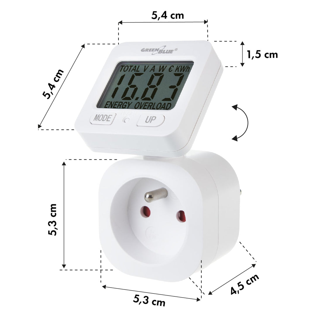GreenBlue energetski brojilo, vatmetar, 16 A, max. 3680 W, s rezervnom memorijom, GB615 E