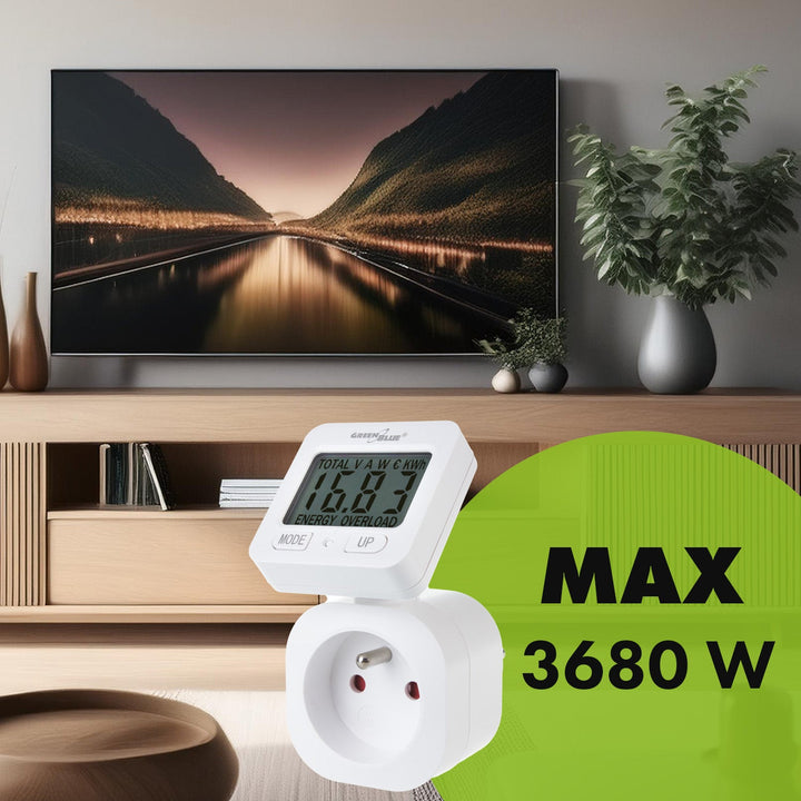GreenBlue energetski brojilo, vatmetar, 16 A, max. 3680 W, s rezervnom memorijom, GB615 E