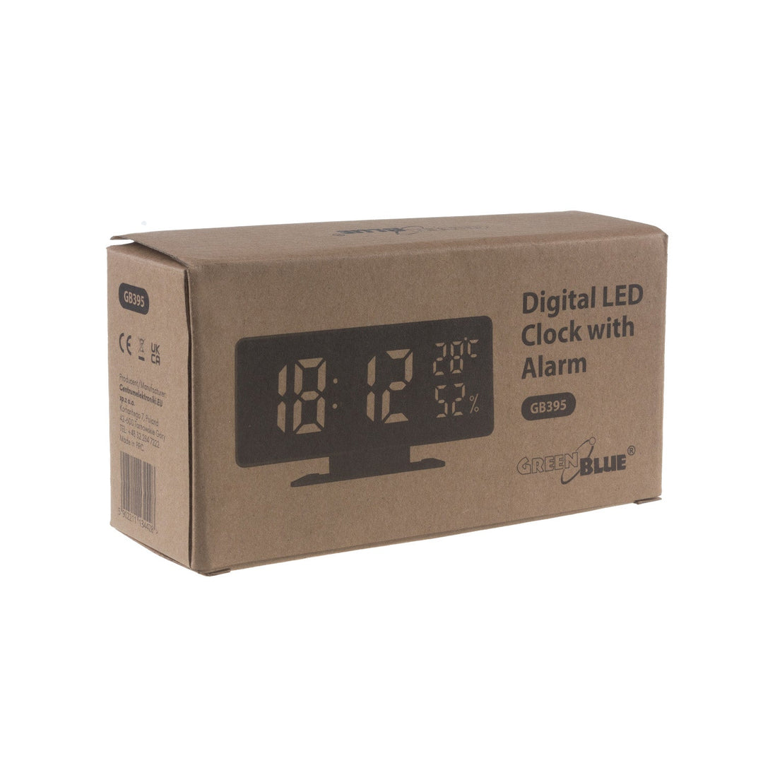 GreenBlue GB395 sat s alarmom i termometrom, crni higrometar