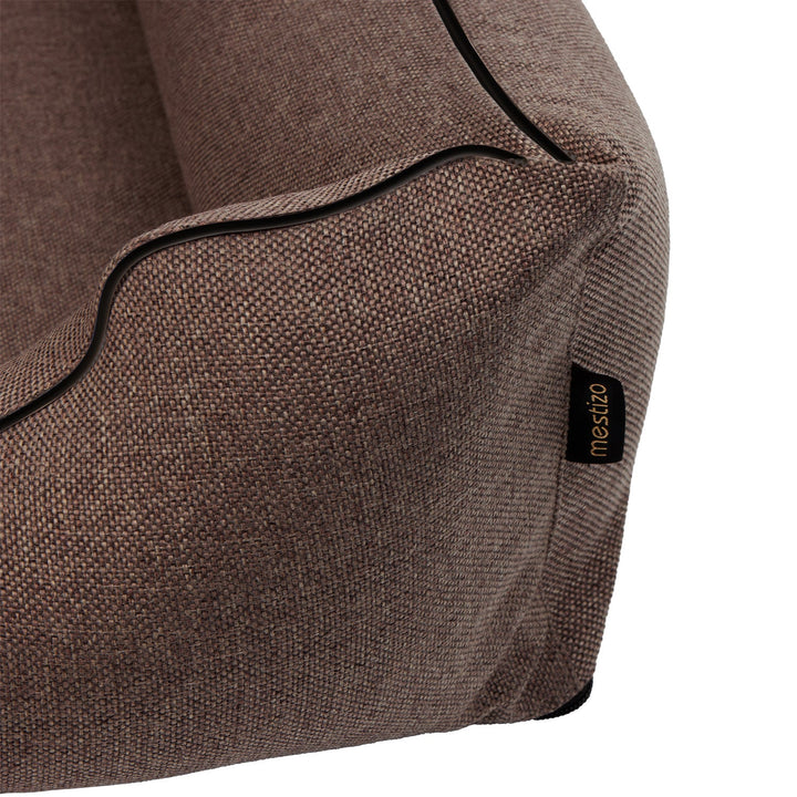 Mestizo krevet, 100x75 cm, smeđi s crnim obrubom, SMTF-BRO-B-3