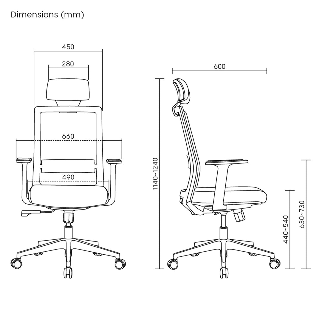 Ergo Office premium ergonomski uredski stolac s visokim naslonom, max. 150 kg, ER-425