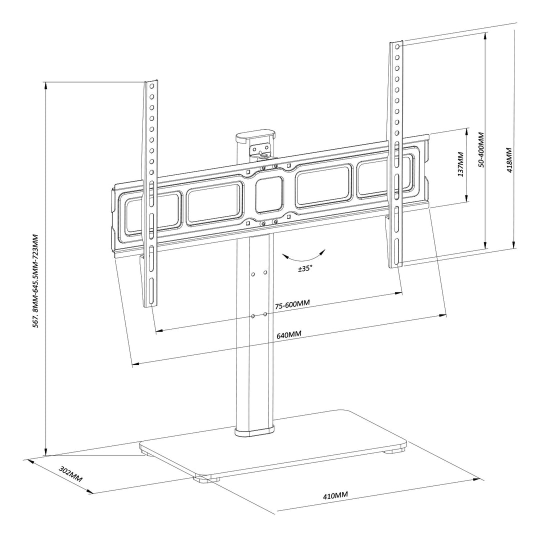 Maclean univerzalni TV stalak za TV ormarić, max. 40 kg, max. VESA 600x400, za TV uređaje od 32 do 75", MC-386