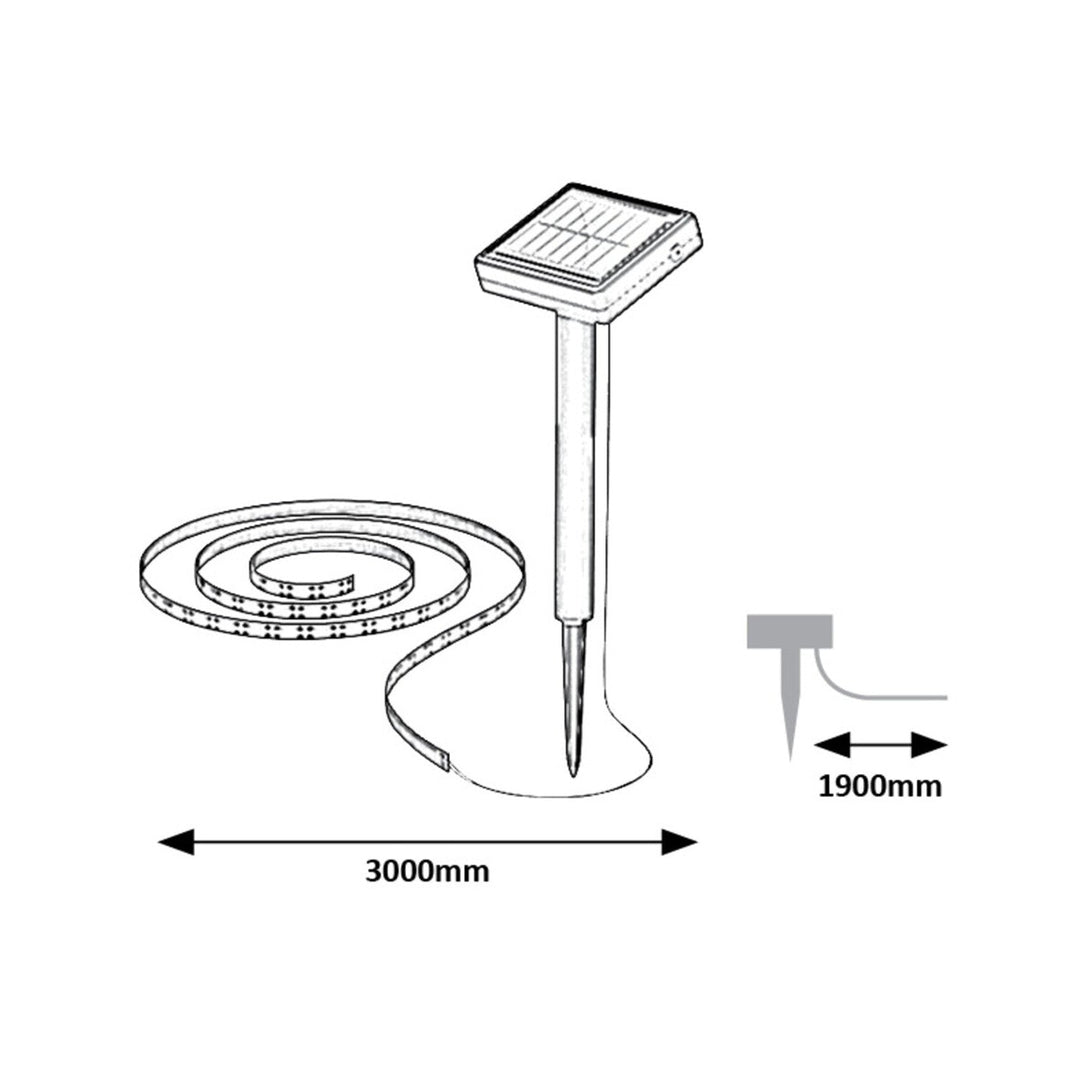 Rabalux solarna lampa, vanjska traka, LED, IP44, 300 cm, Ansoo