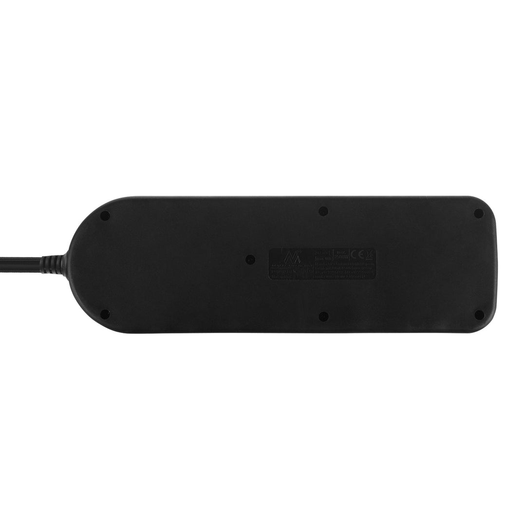 Maclean produžni kabel s 4 utičnice + USB A/C, s prekidačima, 250VAC/10A, 1,5 m, crni, MCE508 B