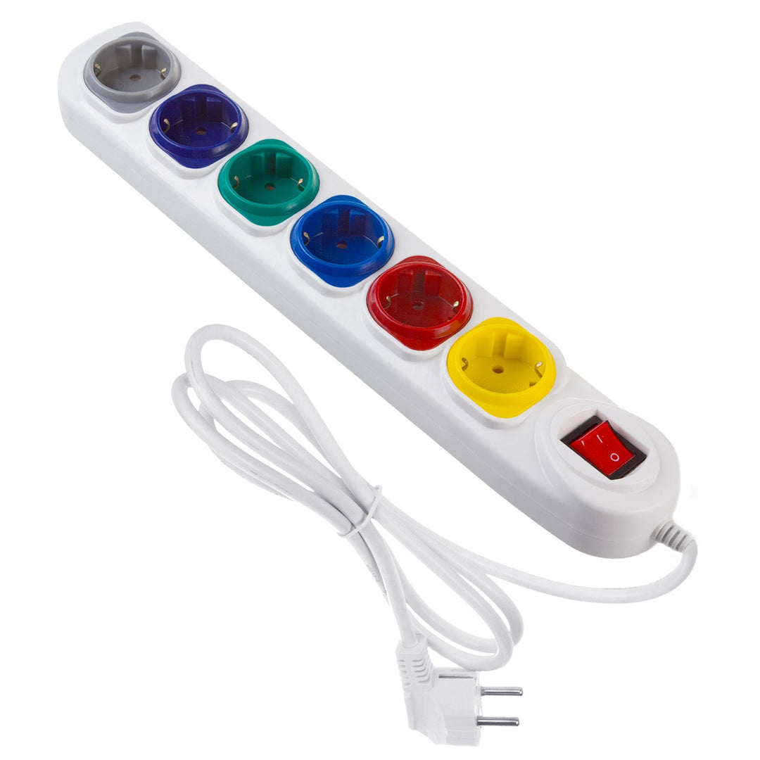 Maclean produžni kabel s 6 utičnica, s prekidačem, 250 VAC/10 A, 1,5 m, MCE509 W