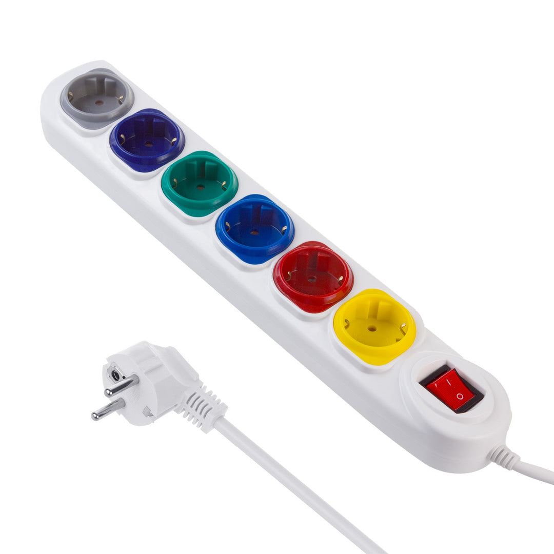 Maclean produžni kabel s 6 utičnica, s prekidačem, 250 VAC/10 A, 1,5 m, MCE509 W