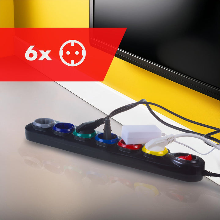 Maclean produžni kabel s 6 utičnica, s prekidačem, 250 VAC/10 A, 1,5 m, MCE509 B