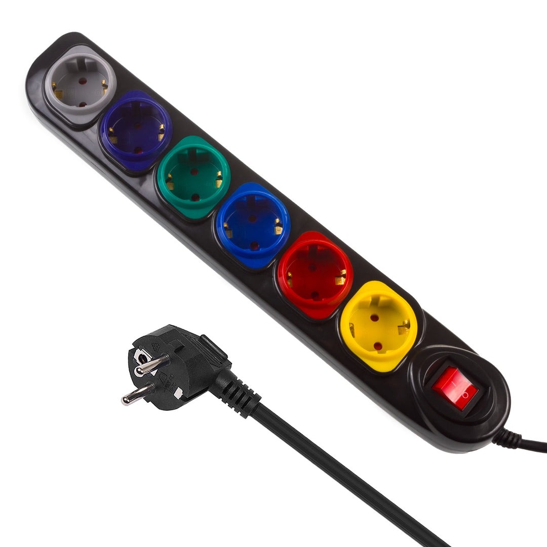 Maclean produžni kabel s 6 utičnica, s prekidačem, 250 VAC/10 A, 1,5 m, MCE509 B