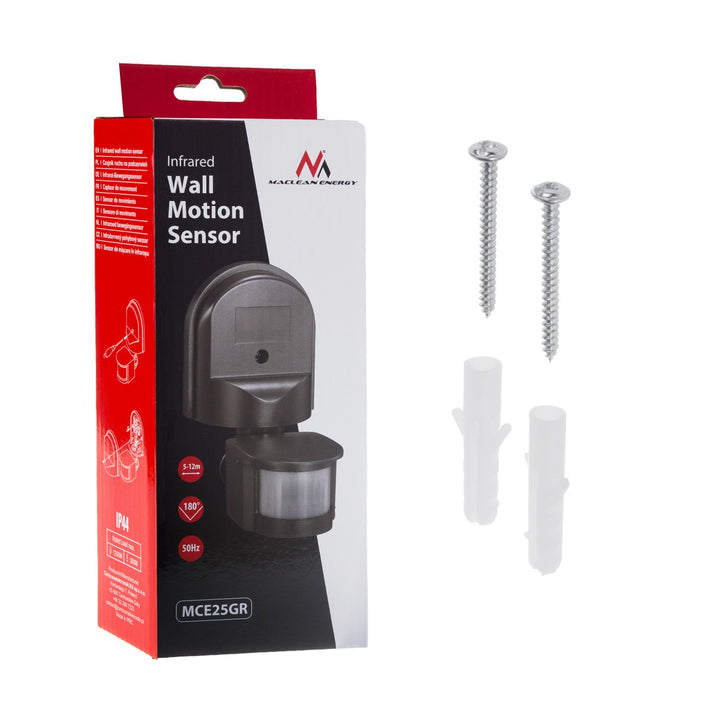 Maclean 180° zidni senzor pokreta i sumraka, max. 1200 W, sivi MCE25 GR