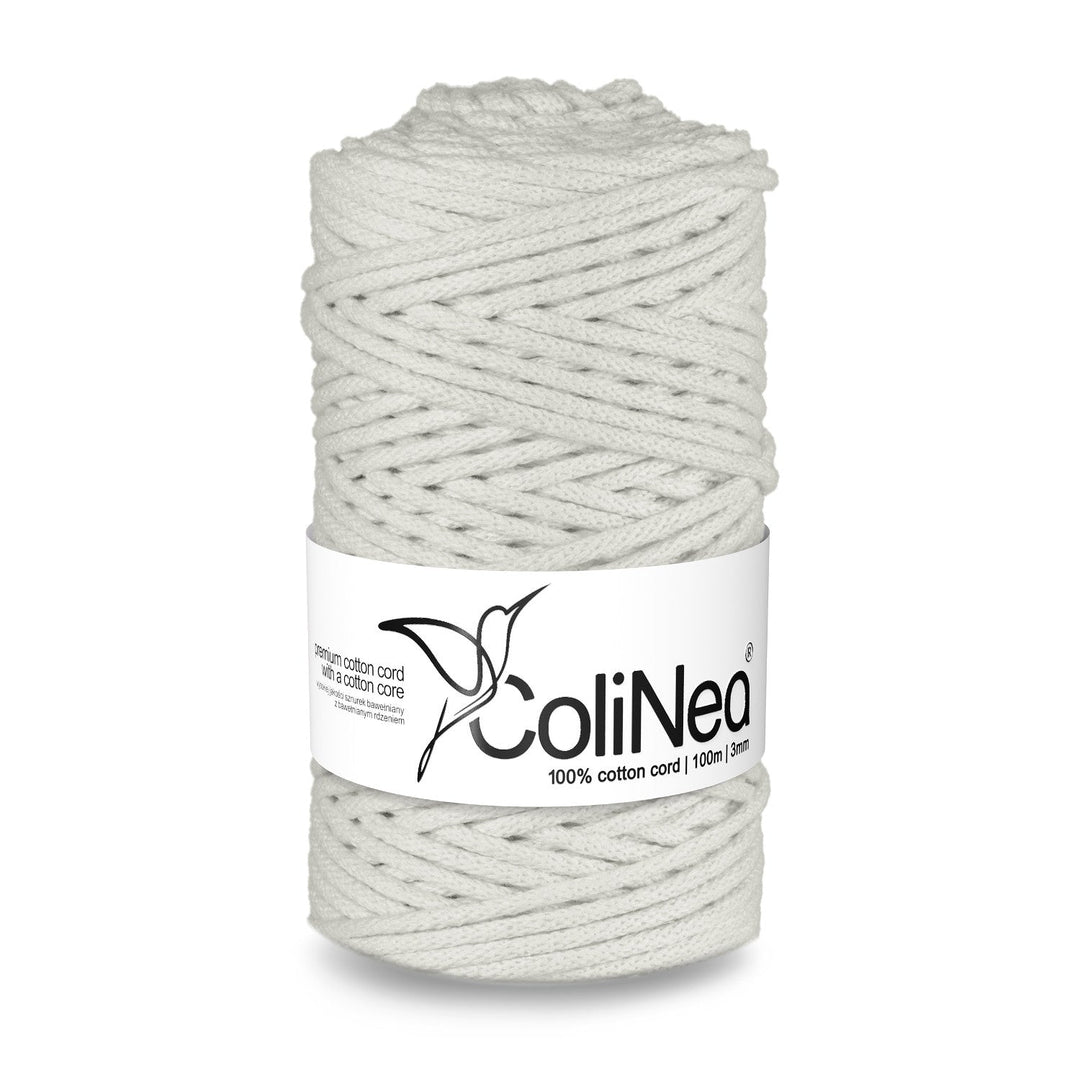 ColiNea, pamučni užad s pamučnim jezgrom, pleteno, 3 mm, 100 m, bijelo