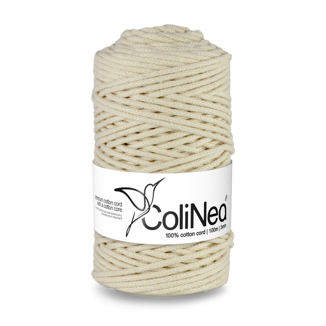 ColiNea, pamučni užad s pamučnim jezgrom, pleteno, 3 mm, 100 m, slonovača