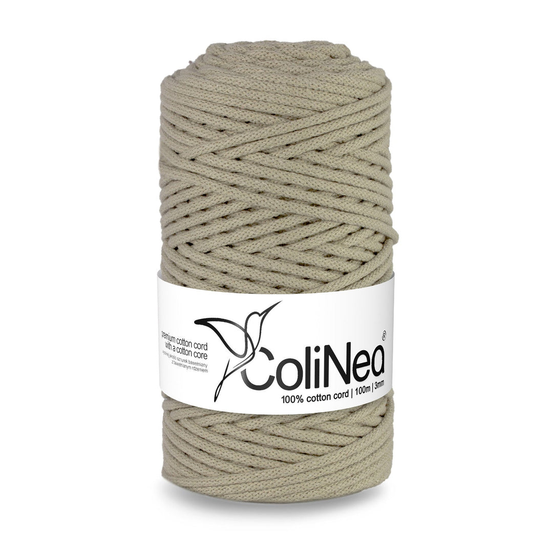 ColiNea, pamučni užad s pamučnim jezgrom, pleteno, 3 mm, 100 m, svijetlo bež