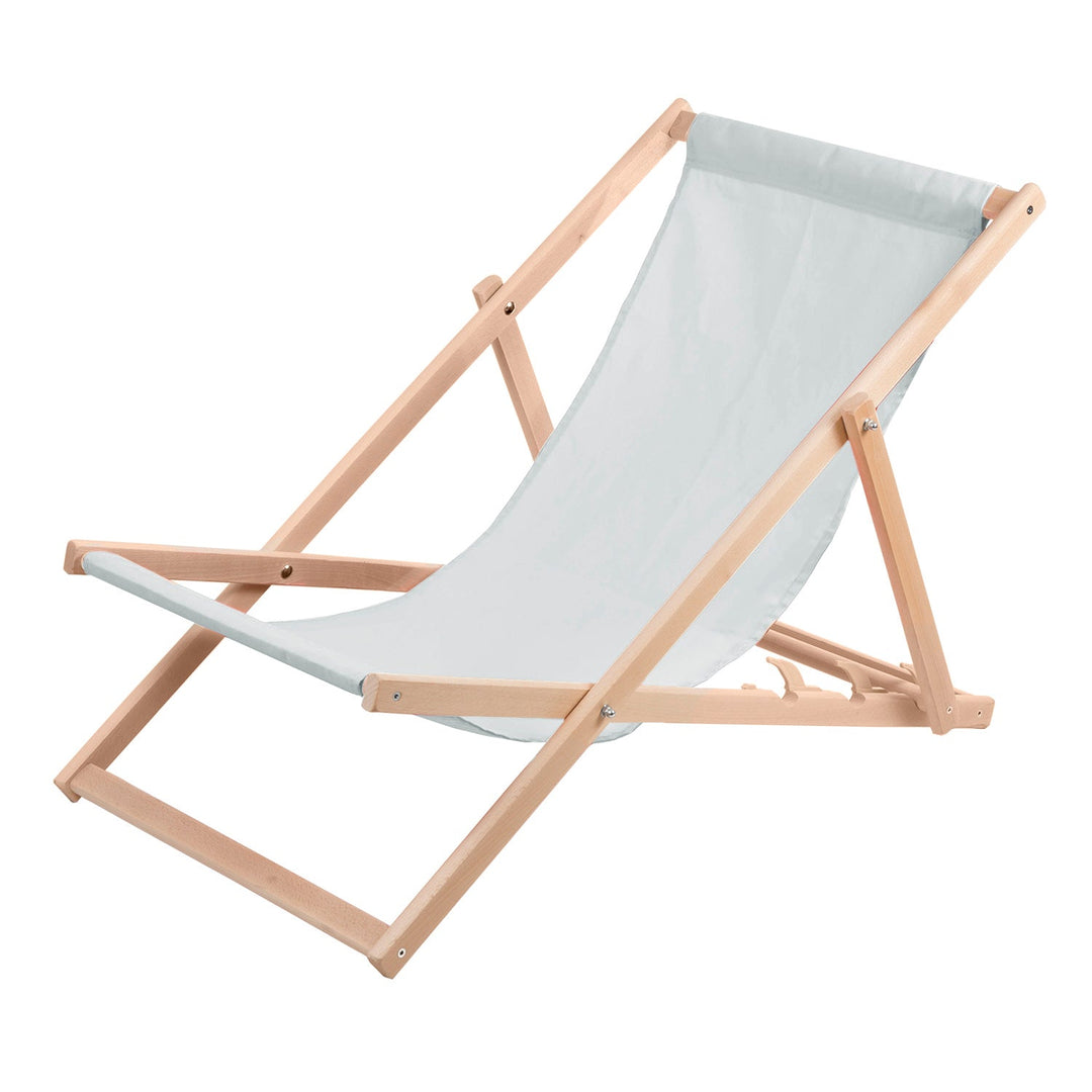 2 udobne drvene ležaljke, svijetlosive boje, idealne za plažu, balkon ili terasu