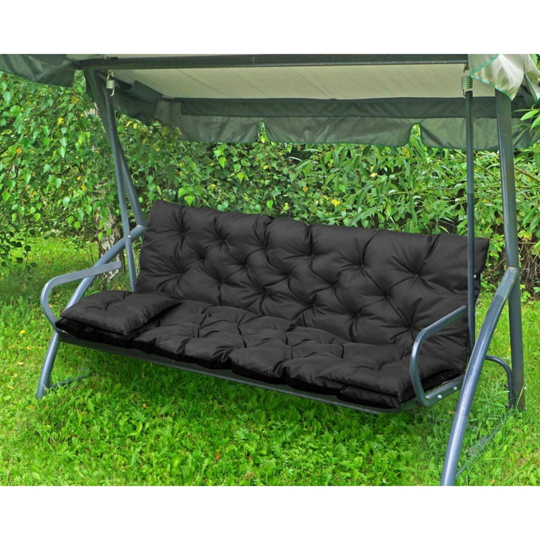 Crni vrtni set 180x60x50 cm + 2 jastuka 42 x 42 cm