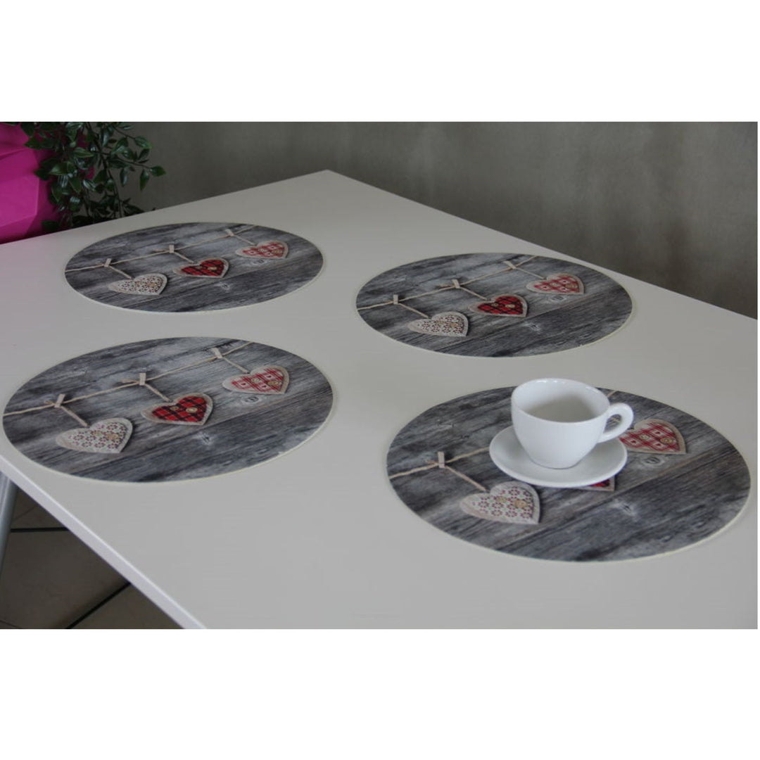 Set podmetača za stol Bertoni, 4 komada, okrugli, 33 cm, Srca