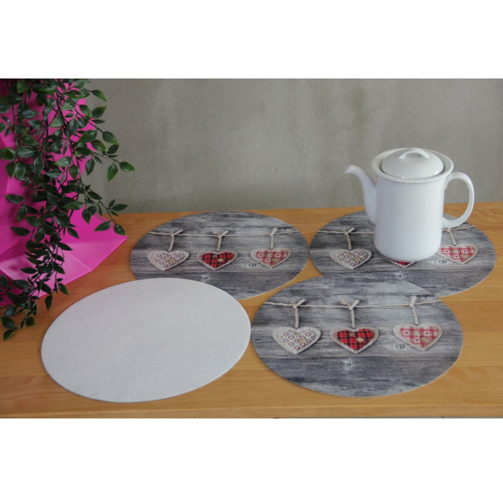 Set podmetača za stol Bertoni, 4 komada, okrugli, 33 cm, Srca