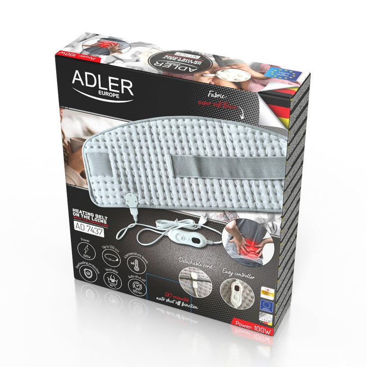 Adler lumbalni grijaći pojas, 4 postavke temperature, 100 W snage, LCD daljinski upravljač, AD 7437