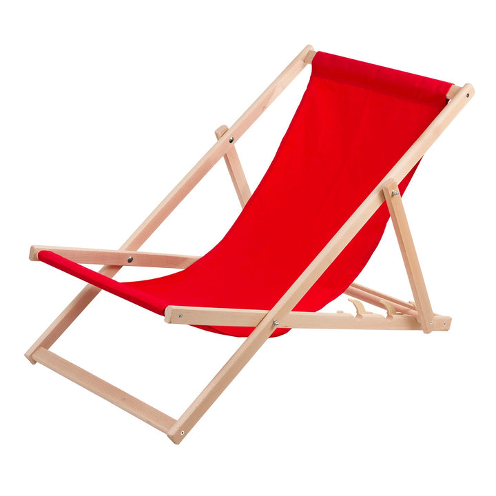 Woodok ležaljka od bukovine, crvena, idealna za plažu, balkon ili terasu