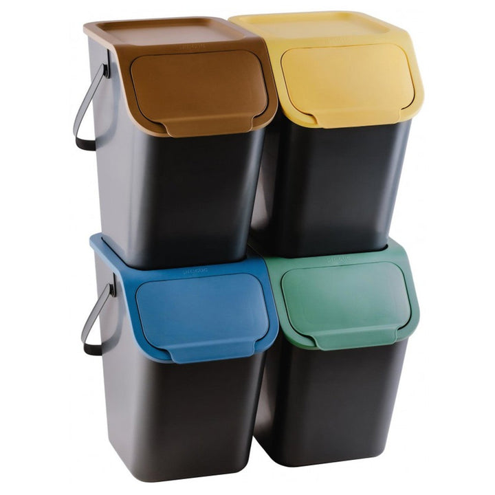 Praktičan set spremnika za razvrstavanje, 4x25 l, crni, Bini 10100599