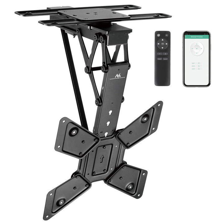 Maclean električni stropni nosač za TV, podrška za TUYA, max. VESA 600×400, 90° rotacija, daljinski upravljač, 23"–65", 30 kg, MC-491