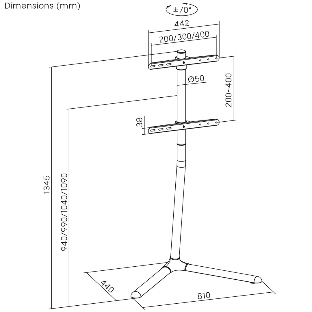 Maclean stoni stalak za TV, 32-70", max. VESA 400x400, max. 40 kg, MC-494