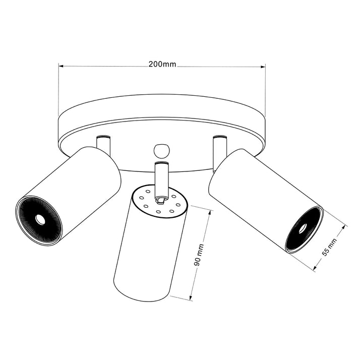 Stajna lampa Maclean, reflektor, pomična, aluminij, 3xGU10, 55x100 mm, mat crna, MCE362 B